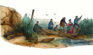 La Lionne, scena de chasse. w „Albumie Grotesque, Choices of Outstanding Types”, ilustracje Victor Adam, Paryż, ok. 1850 r. autorstwa Victor Adam