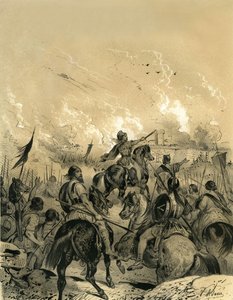 Galowie zdobyli Rzym po bitwie pod Allia w 390 roku. Rycina autorstwa Victora Adama (1801-1866) w książce "Francja w średniowieczu" opublikowanej przez braci Ardant w połowie XIX wieku. autorstwa Victor Adam