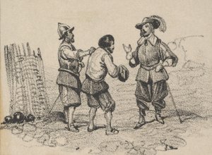 Kłótnia trzech mężczyzn, połowa XIX wieku. autorstwa Victor Adam