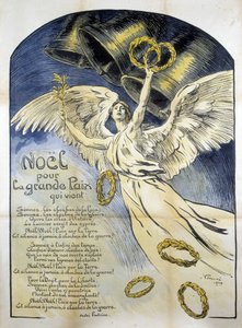 Alegoryczna figura Pokoju - Wiersz „Boże Narodzenie dla wielkiego pokoju, który nadchodzi” André Fontaine, il. przez V. Prouvé