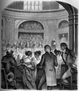 Przyjęcie Abbe Jean Sibrake (Jean-Sibrakes) (Siffrein) Maury (1746-1817) w Academy Francaise w 1785 - Grawerowanie przez Francka autorstwa Victor Franck