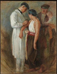 La Vaccination, c.1923 (olej na płótnie) autorstwa Victor Francois Tardieu