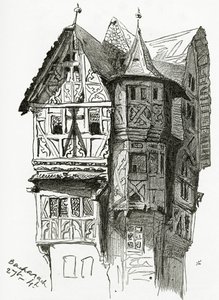 Dom w Bacharach nad Renem, XIX w. (rycina bw) autorstwa Victor Hugo