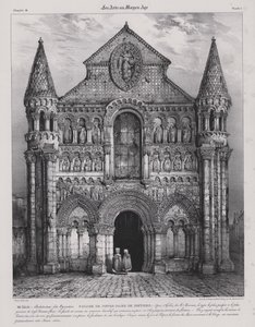 Romańska fasada kościoła Notre Dame la Grande, Poitiers, Francja (lito)