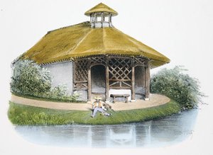 Pawilon rustykalny, ilustracja z „Habitations Champetres” wydanej w Paryżu, ok. 1895 (chromolitho)