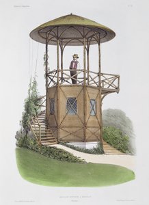 Rustykalny pawilon w Marcilly, z „Habitations Champetres”, grawerowany przez Beaquet Freres, ok. 1855