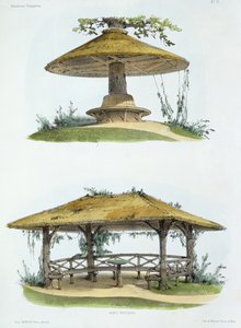 Ławki rustykalne, z „Habitations Champetres”, wydana ok. 1855 (chromolitografia)