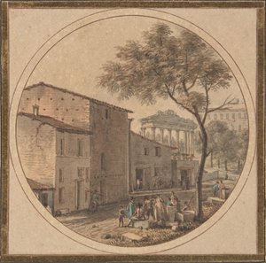 Widok na Forum Romanum ze świątynią Saturna w tle, b.d. autorstwa Victor Jean Nicolle