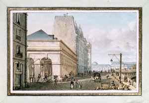 Widok na nowy Targ Drobiarski, znajdujący się na Quai des Augustins w pobliżu Pont-Neuf, Paryż, ok. godz. 1810 (akwarela) autorstwa Victor Jean Nicolle