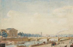 Widok na Pont de la Concorde i Palais Bourbon w Paryżu autorstwa Victor Jean Nicolle