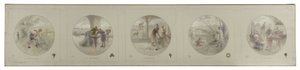Szkic Galerii Lobau w paryskim ratuszu: Rolnictwo. Handel. Przemysł. Sztuka. Nauka, w 1890 r. (ołówek, olej na płótnie) autorstwa Victor Jean Pierre Maziès