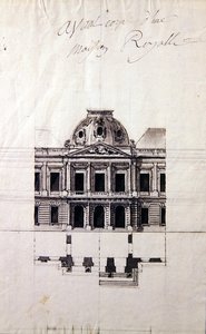 Projekt elewacji dla królewskiego domu (pióro i atrament z szarymi plamami) autorstwa Victor Louis