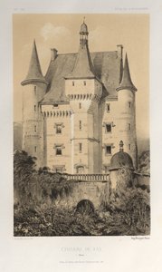 Malownicza architektura lub zabytki XV wieku. I XVI. Wieki: Zamki Francji XV i XVI wieku: Plac 52, Château De Fay (Maine) autorstwa Victor Petit