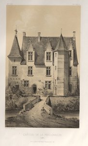 Malownicza architektura lub zabytki XV wieku. I XVI. Wieki: Zamki Francji XV i XVI wieku: Plac 57, Château De La Poissonnière (Sarthe) autorstwa Victor Petit