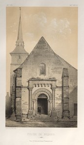 Malownicza architektura lub zabytki XV wieku. I XVI. Wieki: Zamki francuskie XV i XVI wieku: Plac 58, kościół De Requeil (Sarthe) autorstwa Victor Petit