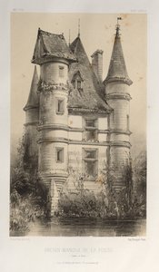 Malownicza architektura lub zabytki XV wieku. I XVI. Wieki: Zamki francuskie XV i XVI wieku: Plac 63, Dawny Manor De La Fosse (Saona i Loara) autorstwa Victor Petit