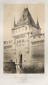 Malownicza architektura lub zabytki XV wieku. I XVI. Wieki: Zamki Francji XV i XVI wieku: Plac 80, Porte Notre-Dame in Sens wg starych rysunków (Yonne) autorstwa Victor Petit