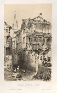Malownicza architektura lub zabytki XV wieku. I XVI. Wieki: Zamki Francji XV i XVI wieku: Plac 10, Stare domy w Tulle (Correze) autorstwa Victor Petit