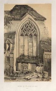 Malownicza architektura lub zabytki XV wieku. I XVI. Wieki: Zamki Francji XV i XVI wieku: Pl.17, Ruiny St. Jean-Le-Bas (Aisne) autorstwa Victor Petit