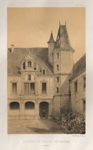 Malownicza architektura lub zabytki XV wieku. I XVI. Wieki: Chateaux De France XV i XVI wieku: Plac 36, Château De Rocher Mezangers (Mayenne) autorstwa Victor Petit