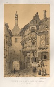 Malownicza architektura lub zabytki XV wieku. I XVI. Wieki: Chateaux de France XV i XVI wieku: Plac 5, Drewniany Dom w Bourbon-Lancy (Saone et Loire) autorstwa Victor Petit