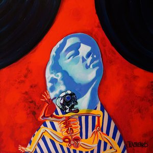 Surrealistyczna niebieska czaszka autorstwa Victor Tkachenko