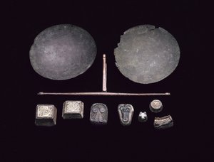 Równoważnia do zestawu wag, z pochówku łodzi wikingów w Kiloran Bay, Colonsay, Argyll, 875-925 AD (brąz)