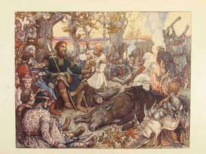 Reszta Wielkiego Księcia Włodzimierza II Monomacha na polowaniu. Polowanie cesarskie w Rosji autorstwa N. Kutepova, autorstwa Viktor Mikhaylovich Vasnetsov