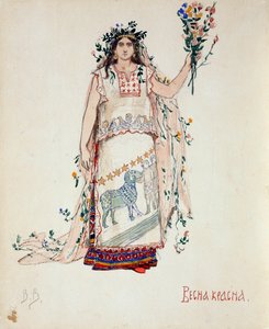 Piękno wiosny. Projekt kostiumu do opery Snow Maiden N. Rimskiego-Korsakowa, 1885 autorstwa Viktor Mikhaylovich Vasnetsov