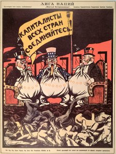 „Liga Narodów: Kapitaliści zjednoczeni świata” z „Rosyjskiego plakatu rewolucyjnego” V. Polonskiego autorstwa Viktor Nikolaevich Deni