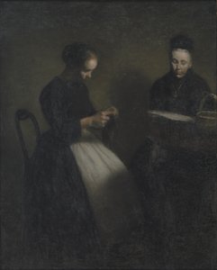 Wieczór w Saloniku. Matka i żona artysty autorstwa Vilhelm Hammershøi