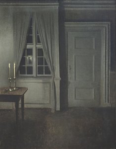 Wnętrze z dwiema świecami autorstwa Vilhelm Hammershøi