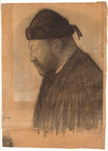 Portret Thorvalda Bindesbølla z profilu po lewej autorstwa Vilhelm Hammershøi