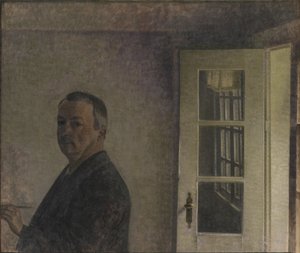 Autoportret. Domek Spurveskjul w Sorgenfri, na północ od Kopenhagi autorstwa Vilhelm Hammershøi
