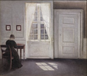 Salon w Strandgade ze słońcem na podłodze autorstwa Vilhelm Hammershøi