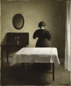 Interieur - Wnętrze, Hammershoi, Vilhelm (1864-1916). olej na płótnie autorstwa Vilhelm Hammershoi