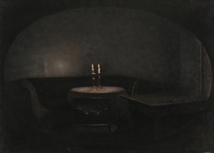 Wnętrze. Sztuczne światło autorstwa Vilhelm Hammershøi