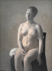 Siedząca kobieta nago autorstwa Vilhelm Hammershøi