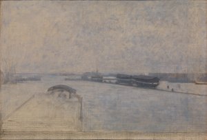Widok z Kvæsthusgade na kopenhaski port autorstwa Vilhelm Hammershoi