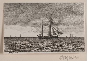 Sztorm na pełnych żaglach autorstwa Vilhelm Kyhn