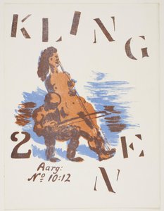 Mężczyzna grający na ciele kobiety. Okładka do Klingen II, nr 10-12 autorstwa Vilhelm Lundstrøm