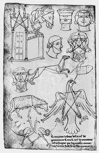Pani Fr 19093 fol.18v Różne rysunki (kopia faksymile)