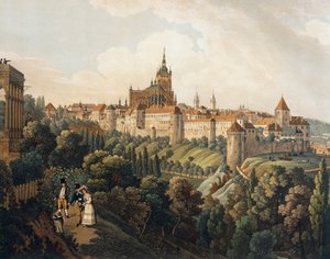 Widok Pragi z Belwederu autorstwa Vincenta Morstadta (akwarela) autorstwa Vincenc Morstadt