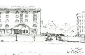 Albert Dock Liverpool, 2003, (tusz na papierze) autorstwa Vincent Alexander Booth