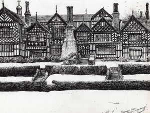 Bramall Hall Bramhall, 2004, (tusz na papierze) autorstwa Vincent Alexander Booth