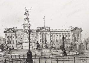 Pałac Buckingham, Londyn, 2006, (tusz na papierze) autorstwa Vincent Alexander Booth