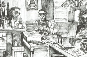 Cheers Bar Boston USA, 2003, (tusz na papierze) autorstwa Vincent Alexander Booth