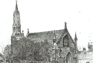 Kościół w Stonehaven, Szkocja, 2007, (tusz na papierze) autorstwa Vincent Alexander Booth