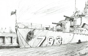 Destroyer 793 Muzeum Morskie w Bostonie, 2003, (tusz na papierze) autorstwa Vincent Alexander Booth