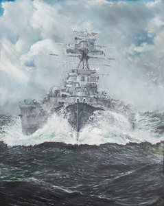 Głowice HMS Hood dla Bismarcka 23 maja 1941, 2014, (olej na płótnie)